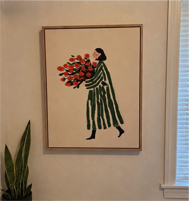 Customer photo review of Woman With Red Flowers Canvas Wall Art