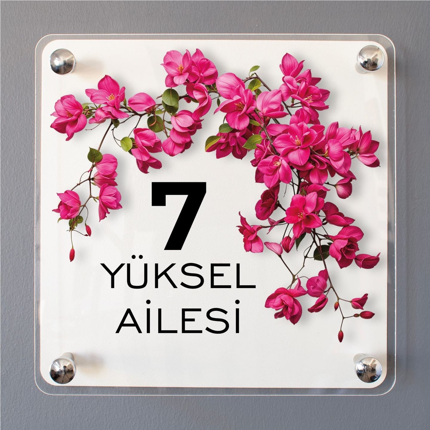 Customer photo review of Kişiye Özel Begonvil Çiçekli Kapı İsimliği