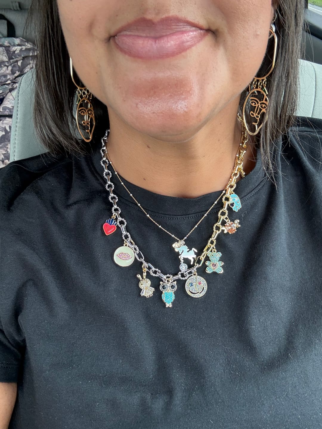 Customer photo review of 2 Tone Oval Twist Necklace Bundle (Chain + 4 Charms) - TT PICK CHARMS  LIVE
