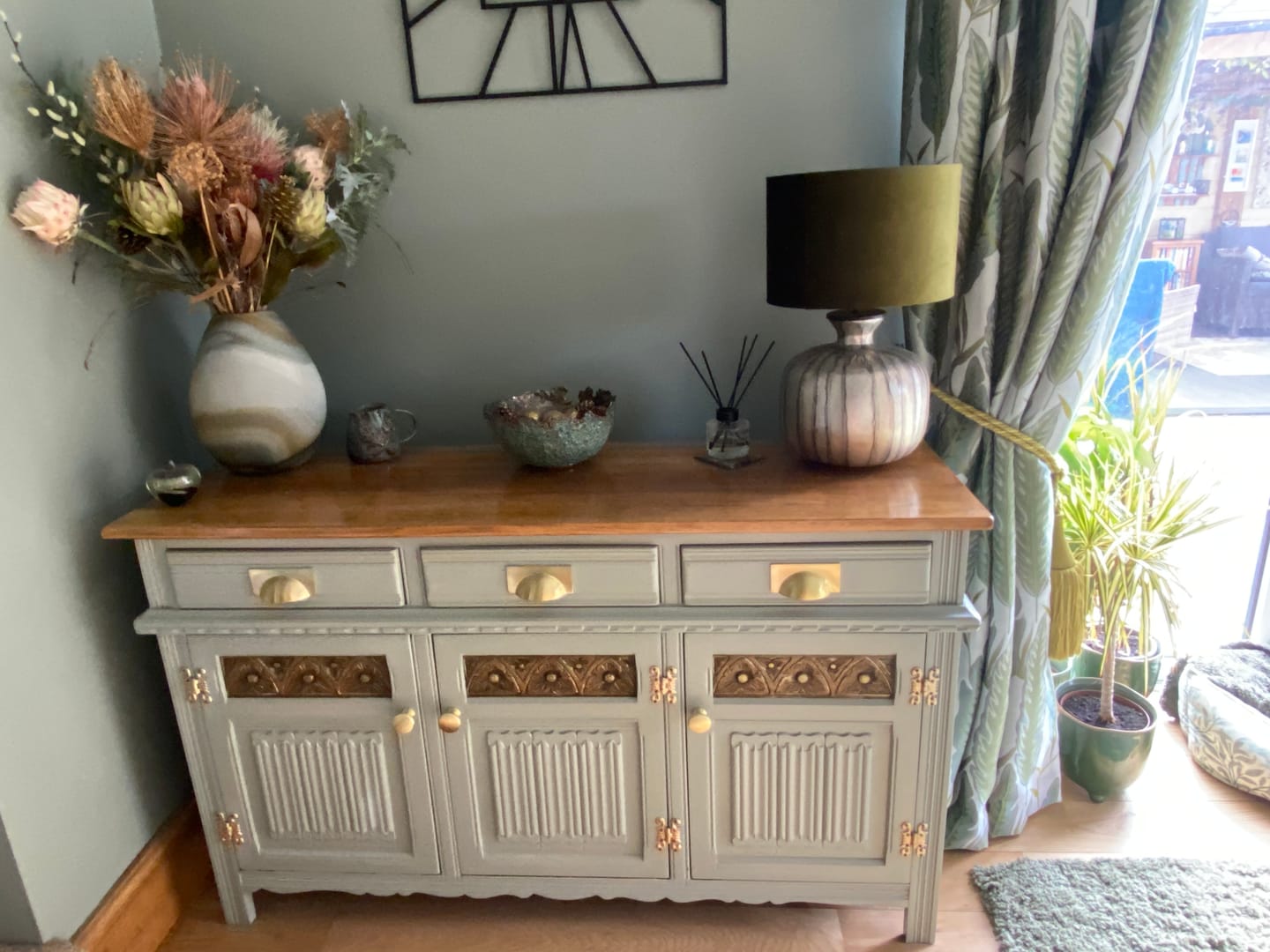 Customer photo review of Monmouth Brushed Satin Brass Cupboard Handles