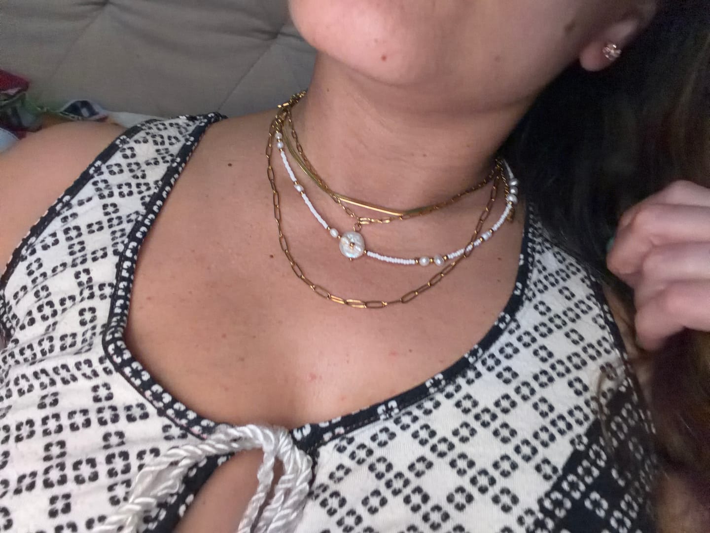 Customer photo review of Hanalei Pearl Coin Paperclip Necklace (Bundle)