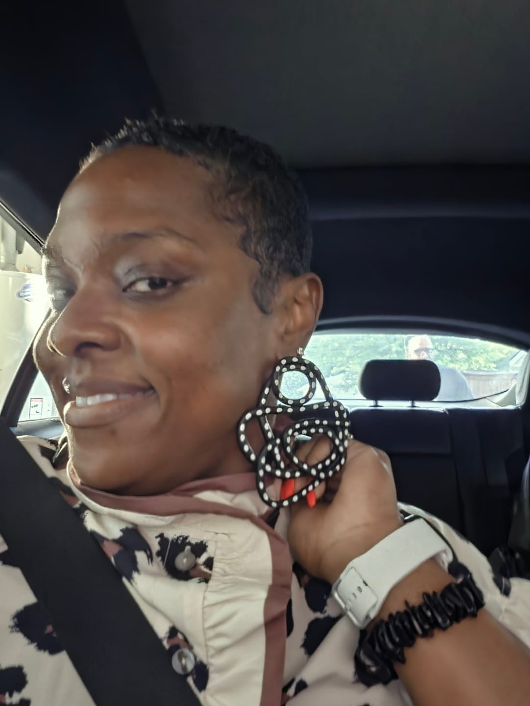 Customer photo review of WOLF - Black & White Polka Dot Stud