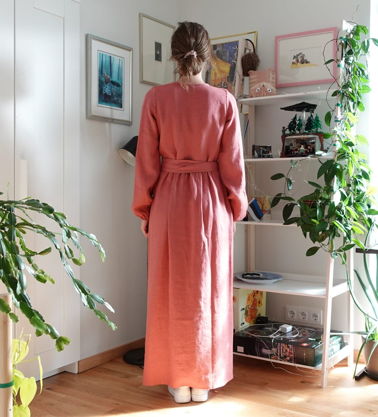 Customer photo review of Maxi Linen Wrap Dress