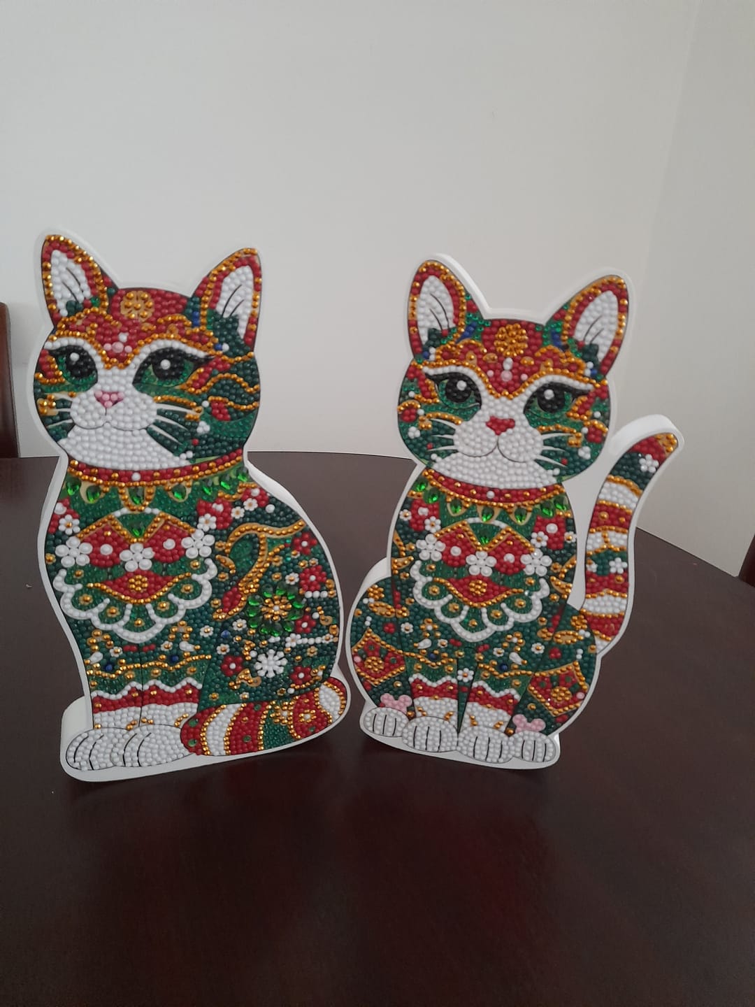 Customer photo review of Christmas Cats Crystal Art Decoration Kit