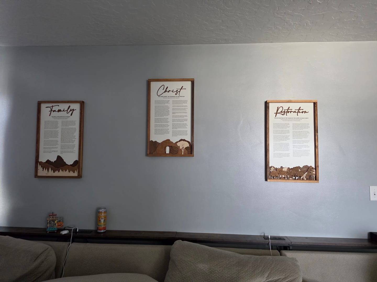 Customer photo review of 4-Piece Framed LDS Proclamation Signs With Beautiful Multi-layered Scenes