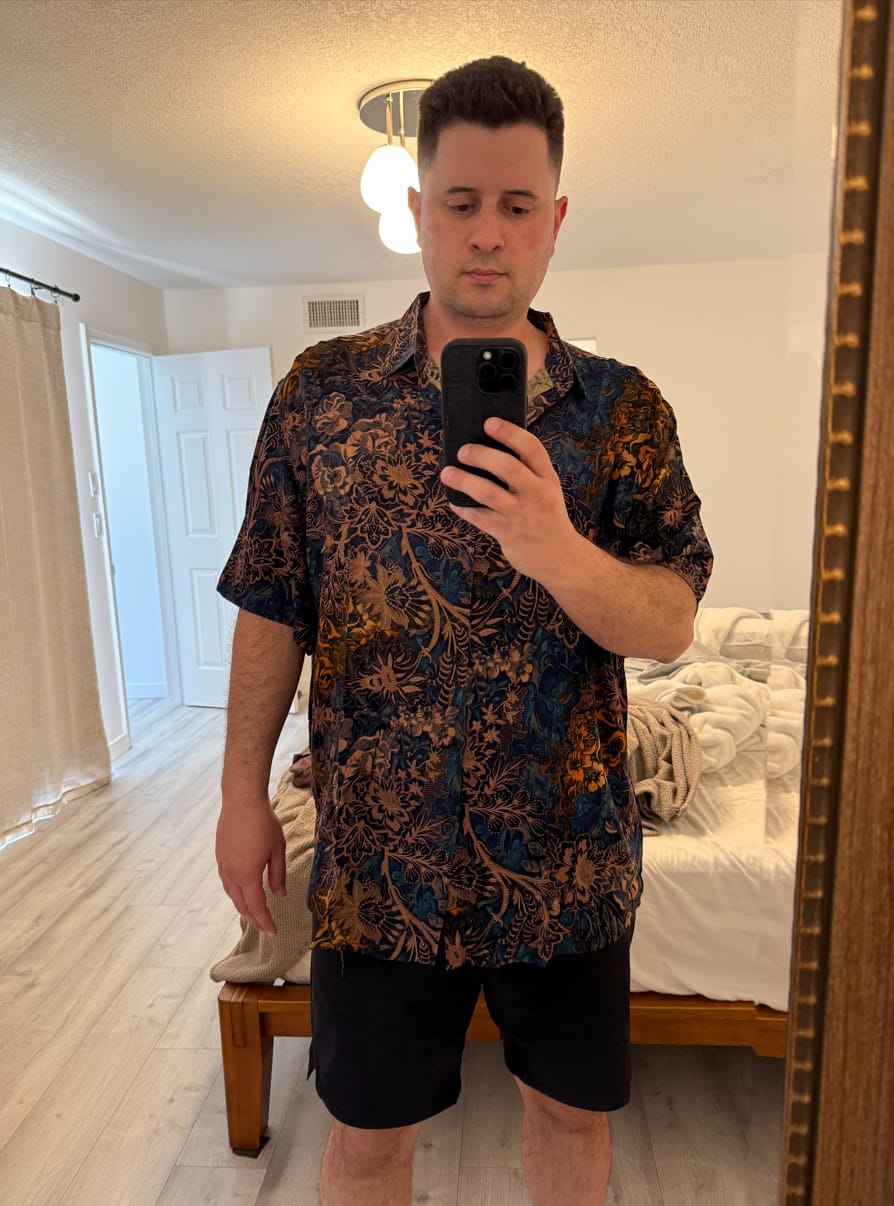 Customer photo review of Chemise de villégiature à manches courtes pour homme, motif floral rétro
