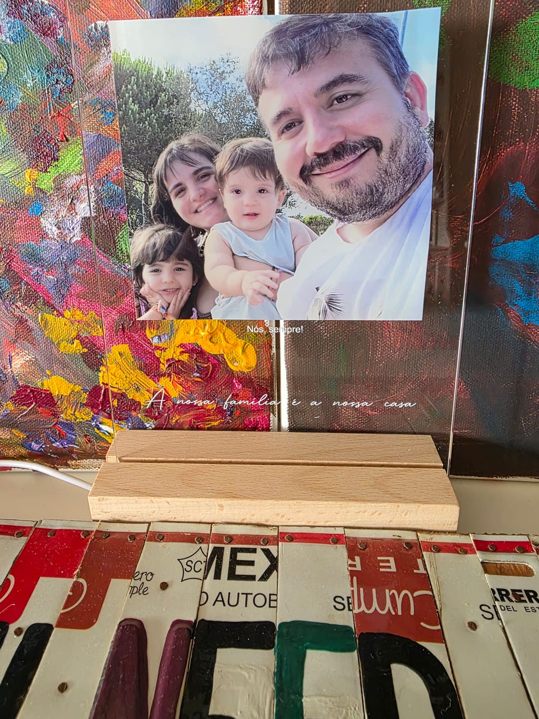 Customer photo review of Placa Frase & Fotografia Personalizável