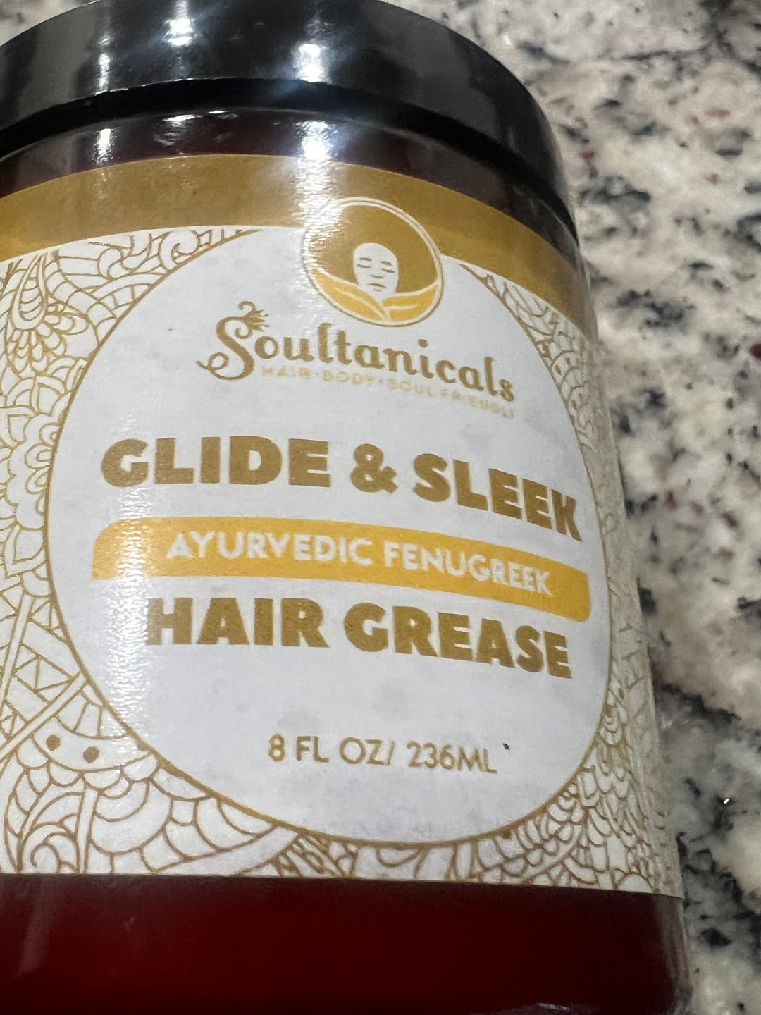 Customer photo review of Glide & Sleek, Ayurvedic Fenugreek Hair Grease