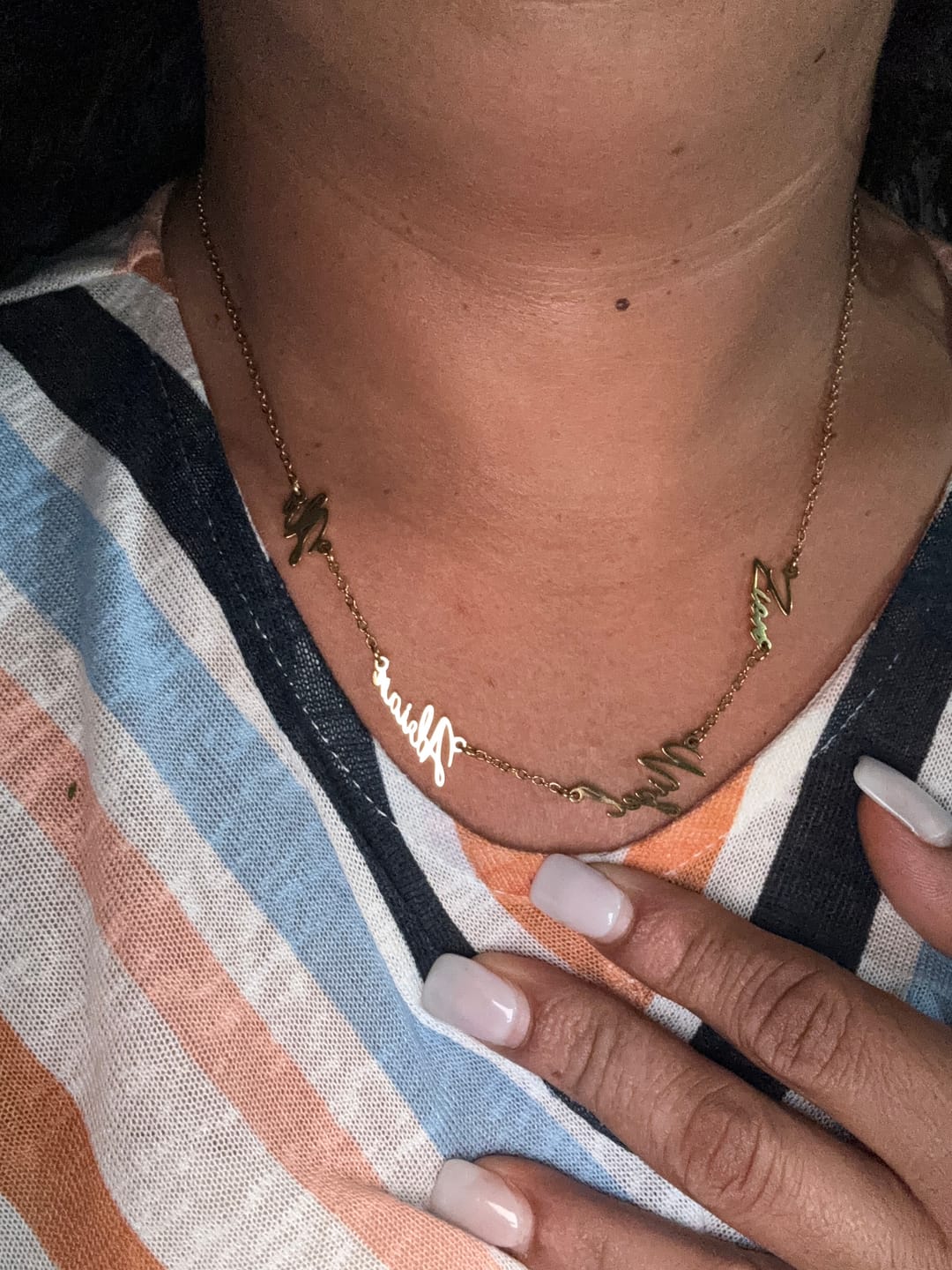 Customer photo review of Multi Name Necklace