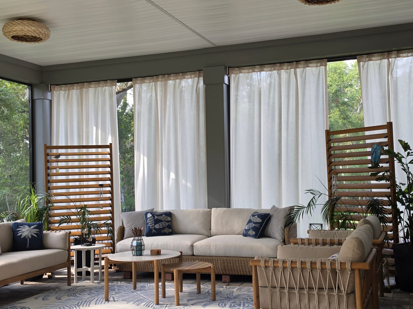 Customer photo review of Noah Linen Look Lightweight Waterproof Custom Outdoor Curtain