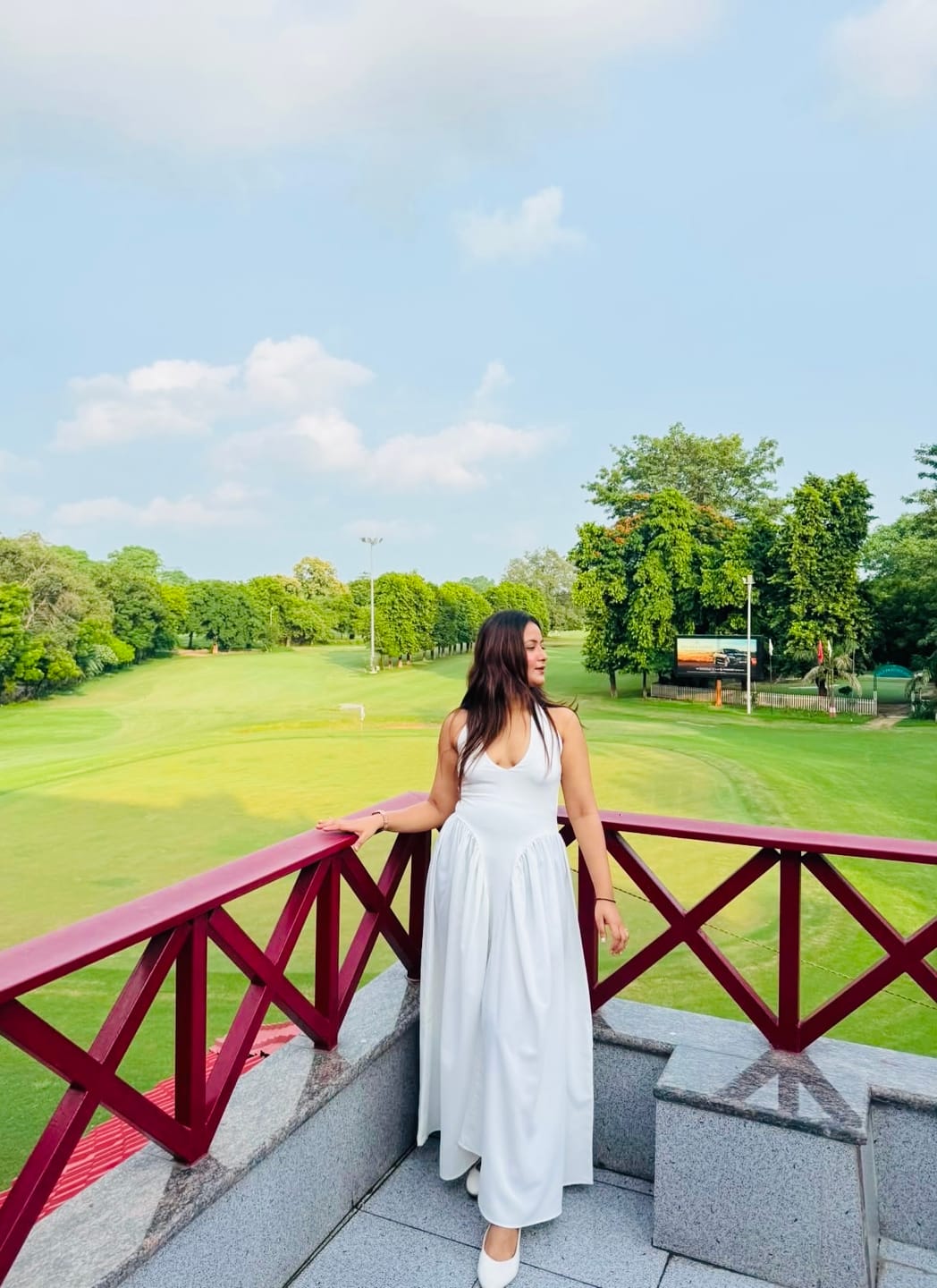 Customer photo review of Maira Drop Waist Midi Dress in White