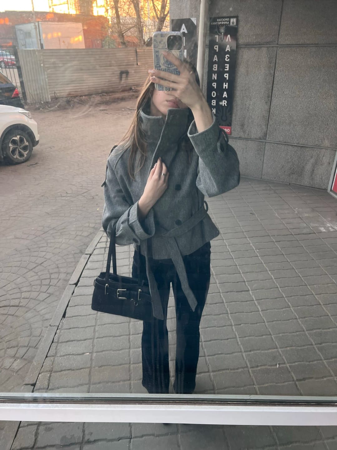 Customer photo review of Ruth Double-Breasted Turtleneck Coat
