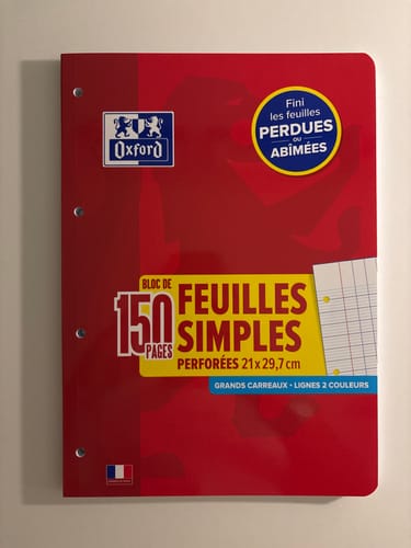 Customer's OXFORD bloc de feuilles simples rouge, bien emballé et conforme à la description.