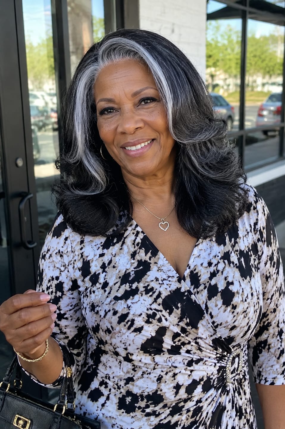 Customer photo review of Luvwin  Salt And Pepper Kinky Wave More Pepper With Salt  Glueless Wig For Mature Women