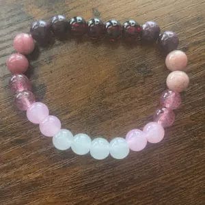 Customer photo review of FuAttract Self Love & Emotional Balance Garnet Rose Quartz White Jade Energy Bracelet