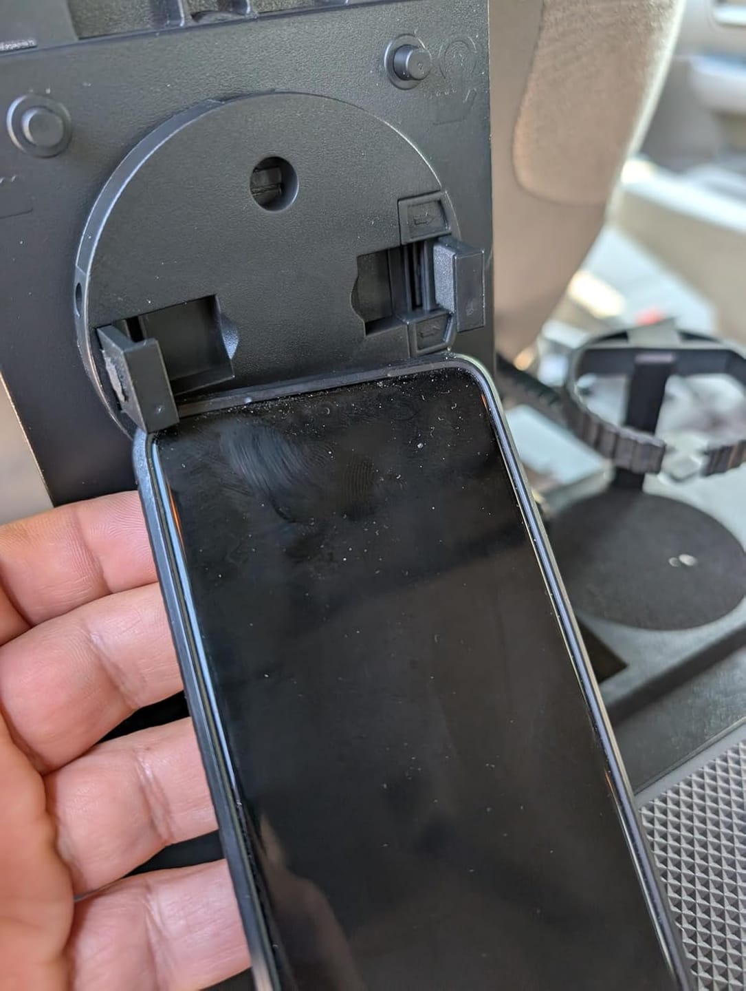 Customer photo review of BOLTHUT™ Folding Backseat Tray Table — Cup & Phone Holder