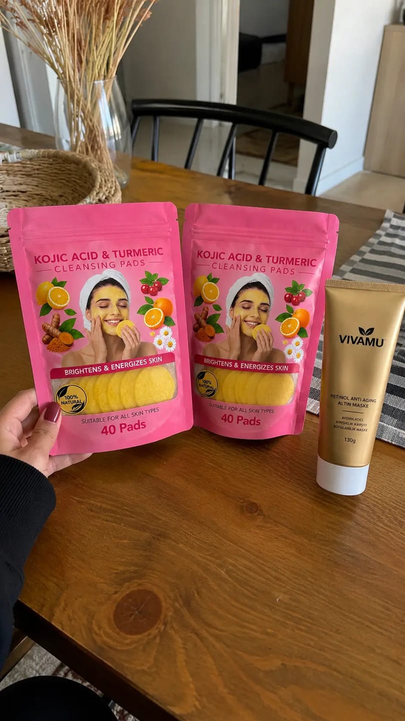 Customer photo review of Vivamu™ Kojik Asit & Zerdeçal Yüz Temizleme Pedi – 40 Adet