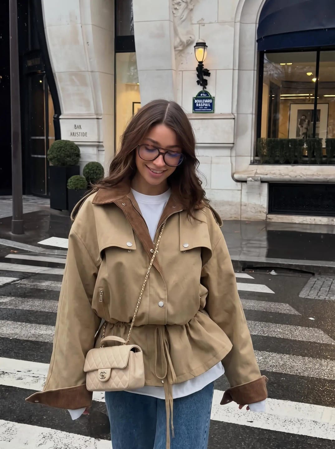 Customer photo review of Rebecca Contrast Collar Windbreaker Jacket