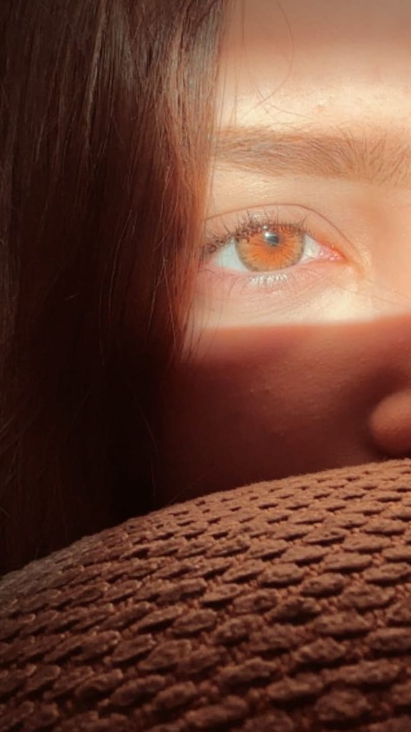 Customer photo review of Cyrene Hazel Prescription Coloured Contact Lenses