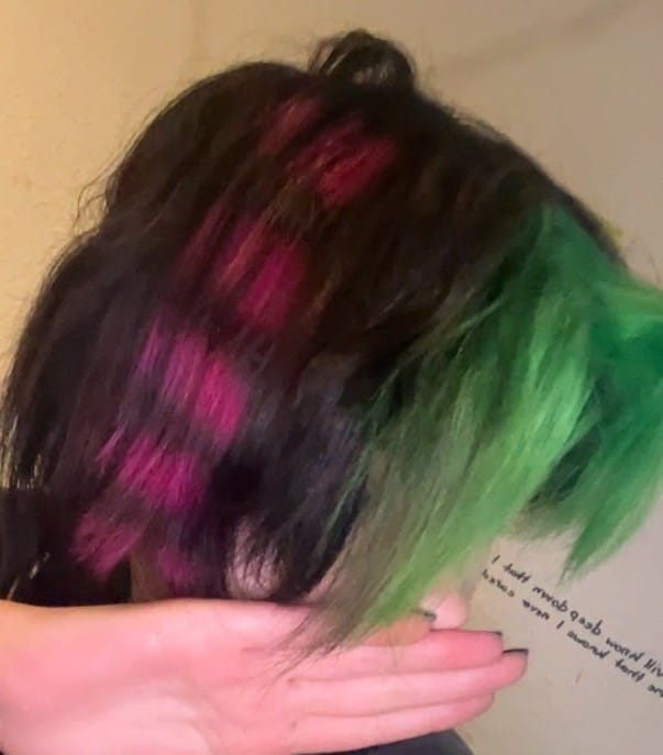 Customer photo review of Mattie Bright Pink - Vegan Semi-Permanent Direct Dye Hair Color Cream 210 ml