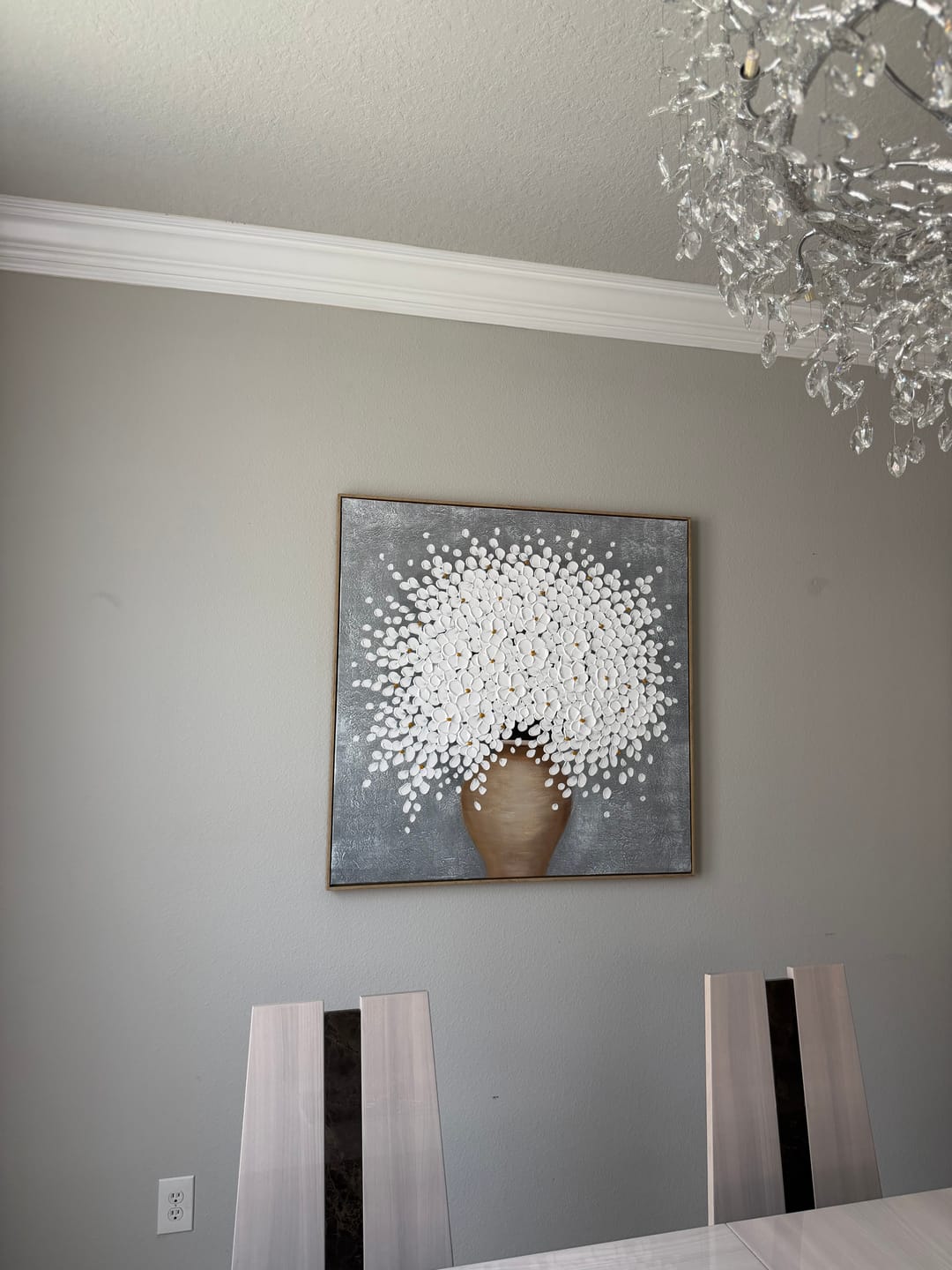 Customer photo review of 3D White Floral Impasto Art