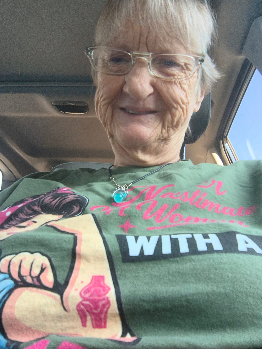 Customer photo review of Never Underestimate A Woman With A New Knee Shirt