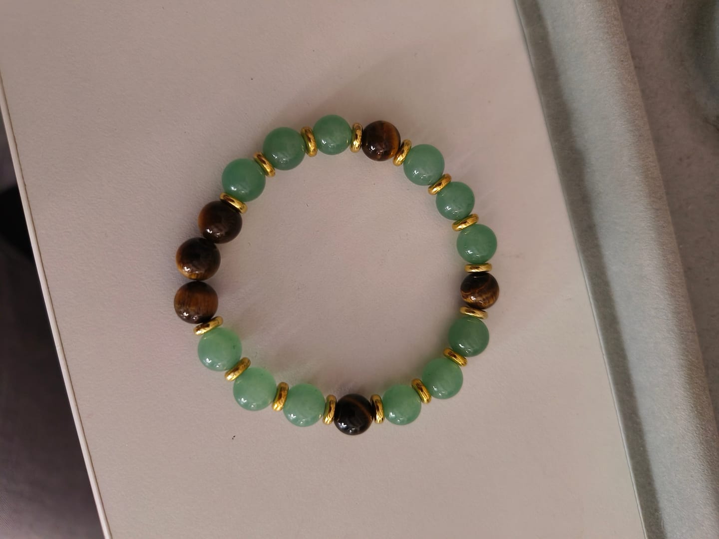 Customer photo review of FuAttract Wealth Confidence & Prosperity Tiger Eye Green Aventurine Fortune Bracelet