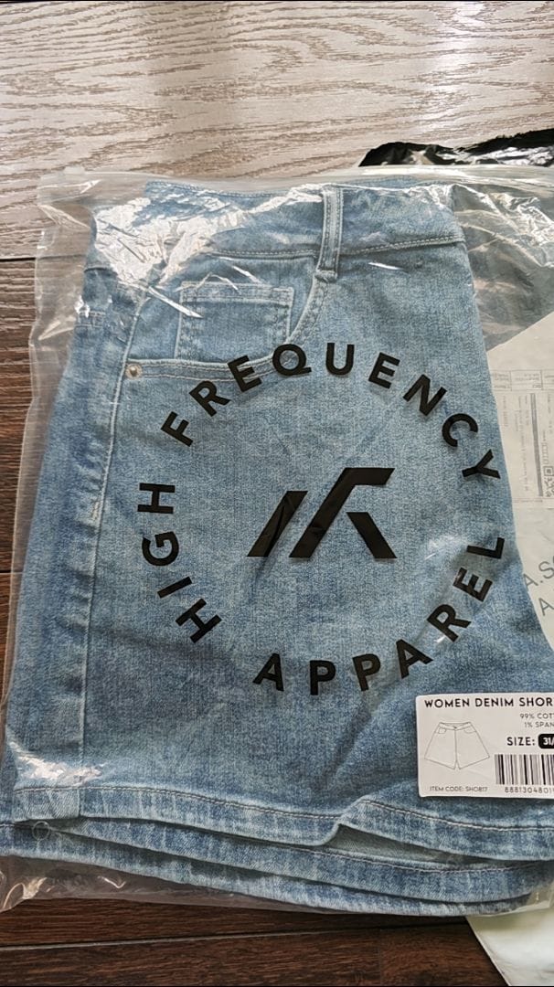 Customer photo review of Mid-Waisted Stretch Denim Shorts
