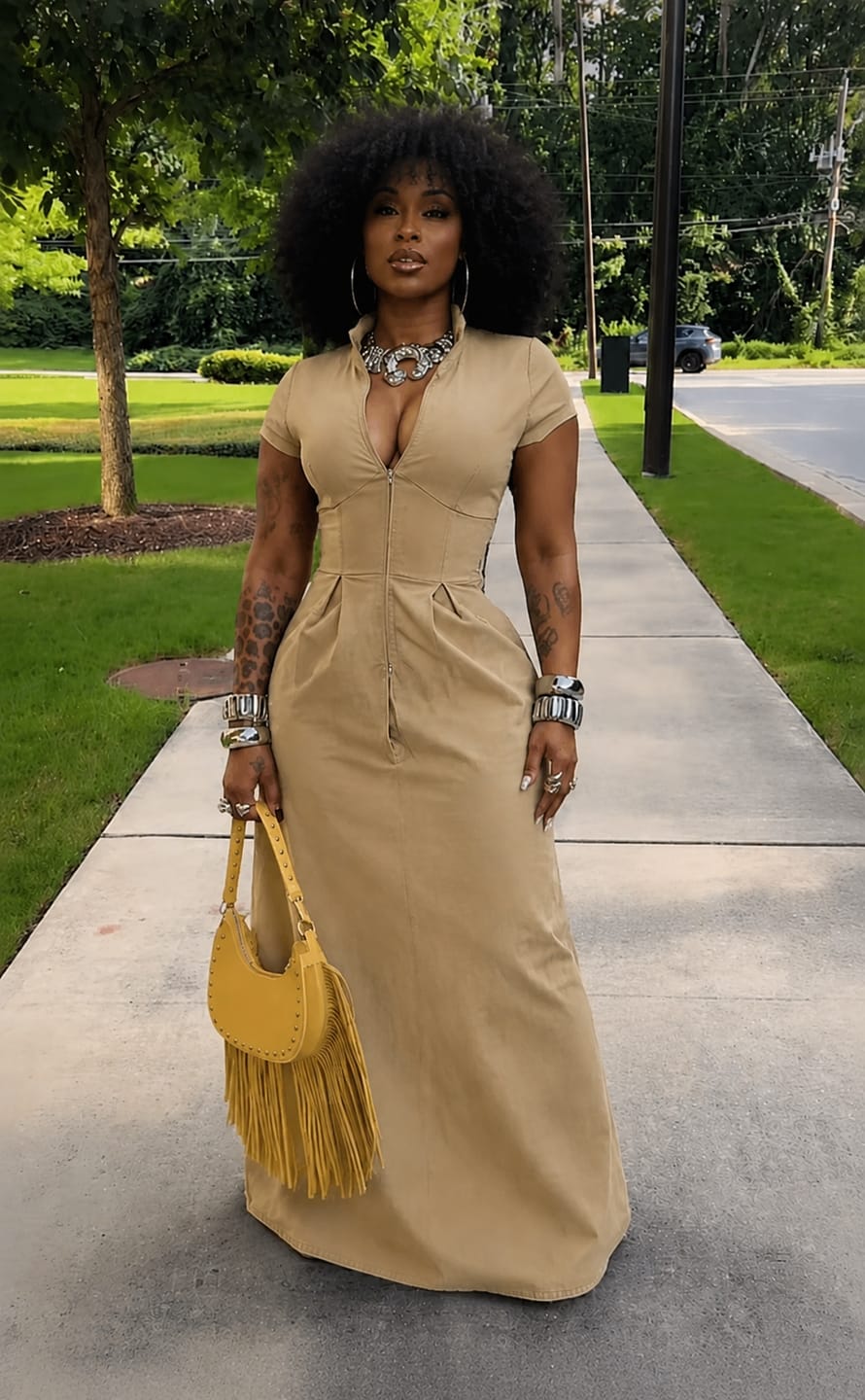 Customer photo review of Zip Front Maxi Dress