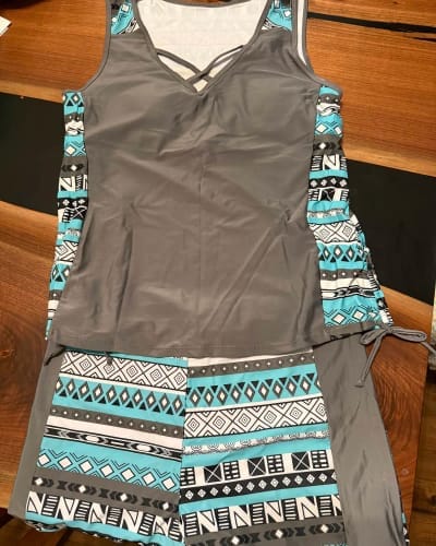 Customer photo review of ⏰LAST DAY 50% OFF -Women's Tummy Control Tankini Set with Built-In Bra – Flattering Boho Swimwear with Shorts