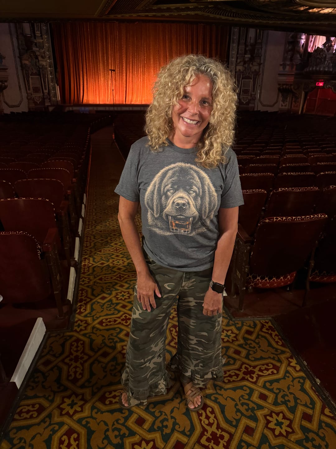 Customer photo review of Outlaw Ruffle Washed Camo Wide Leg Denim