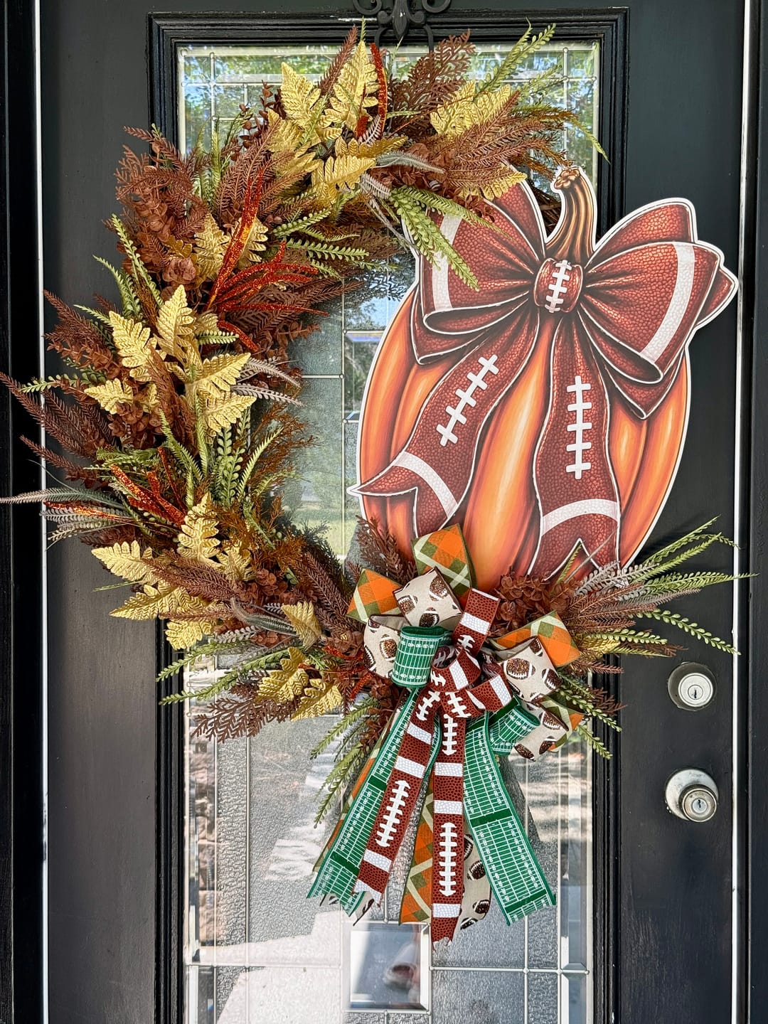 Customer photo review of Football Pumpkin with Bow Sign,, MF-W-0018-DH, 22" Door Hanger