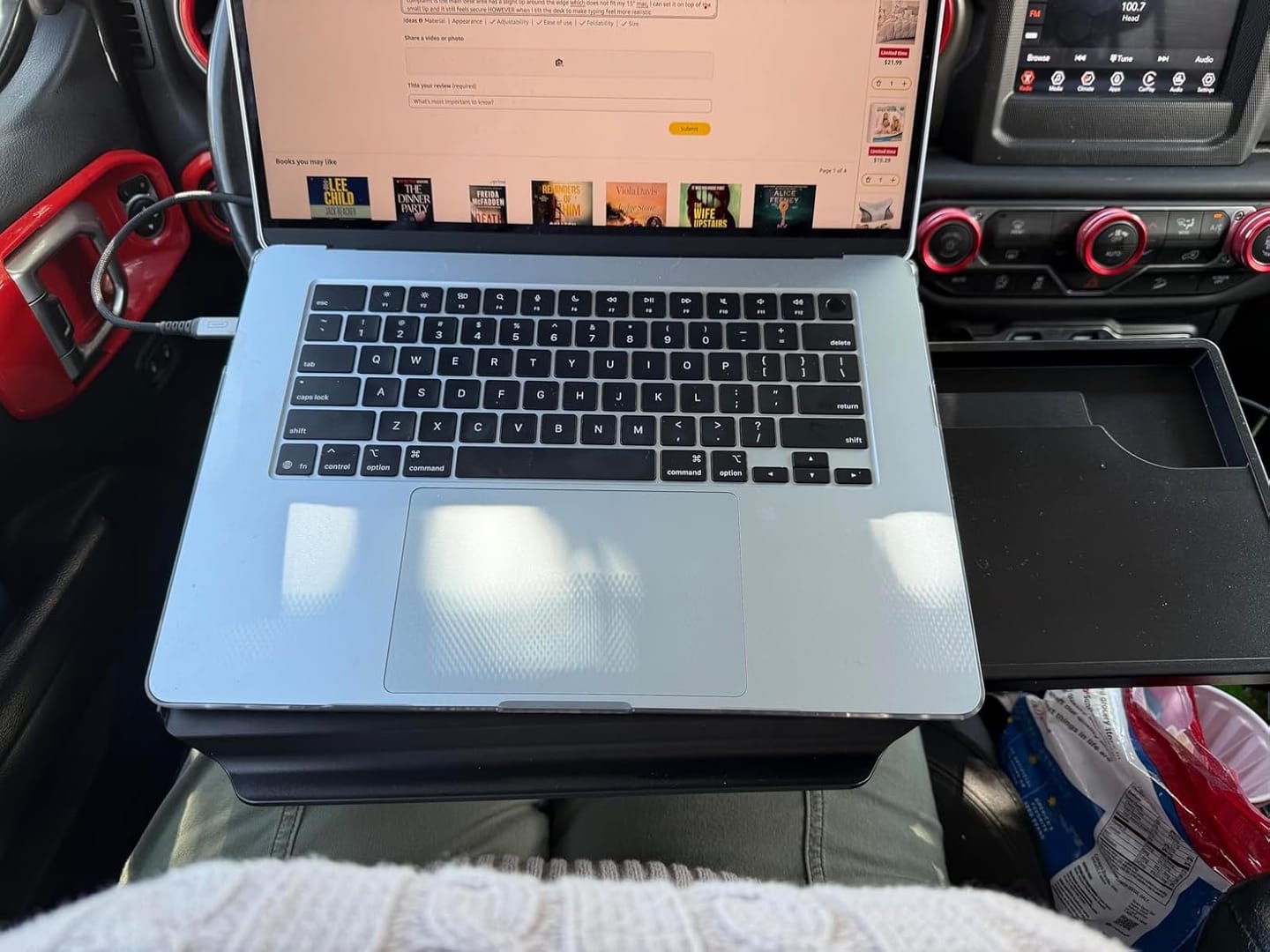Customer photo review of BOLTHUT™ Folding Backseat Tray Table — Cup & Phone Holder
