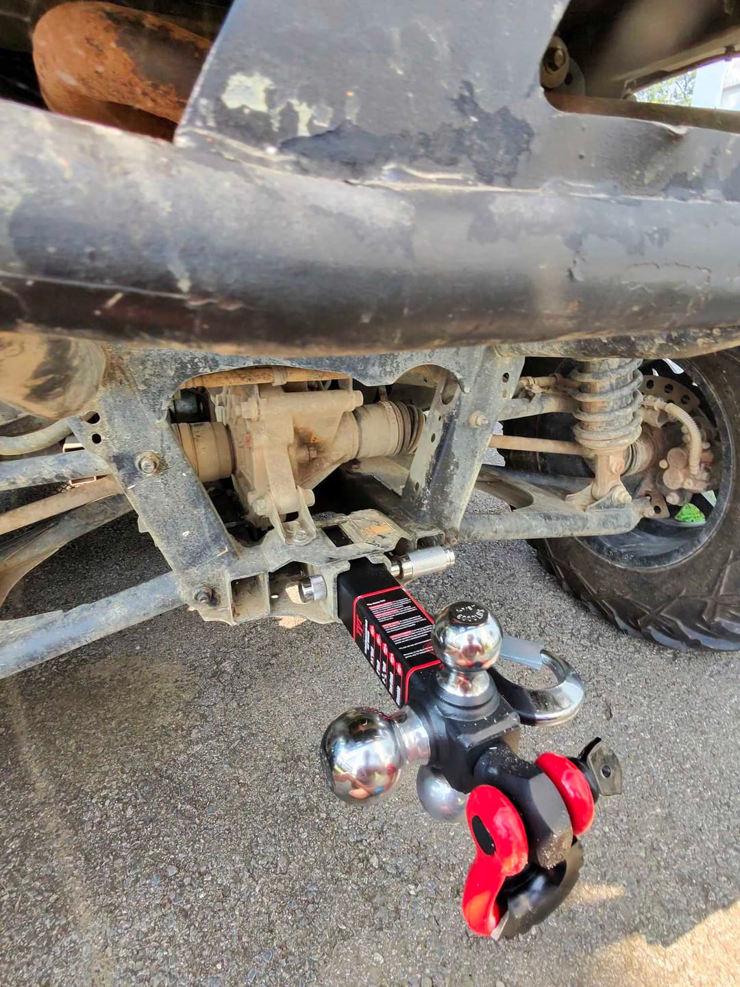Customer photo review of TYT Tri Ball Mount Trailer Hitch with Tow Hook & Shackle