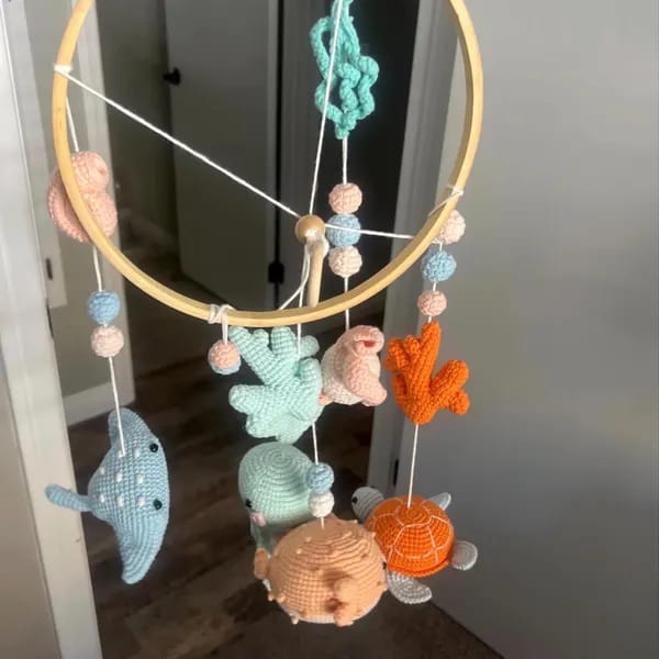 Customer photo review of Ocean Crochet Baby Mobile – Handmade Under The Sea Nursery Decor