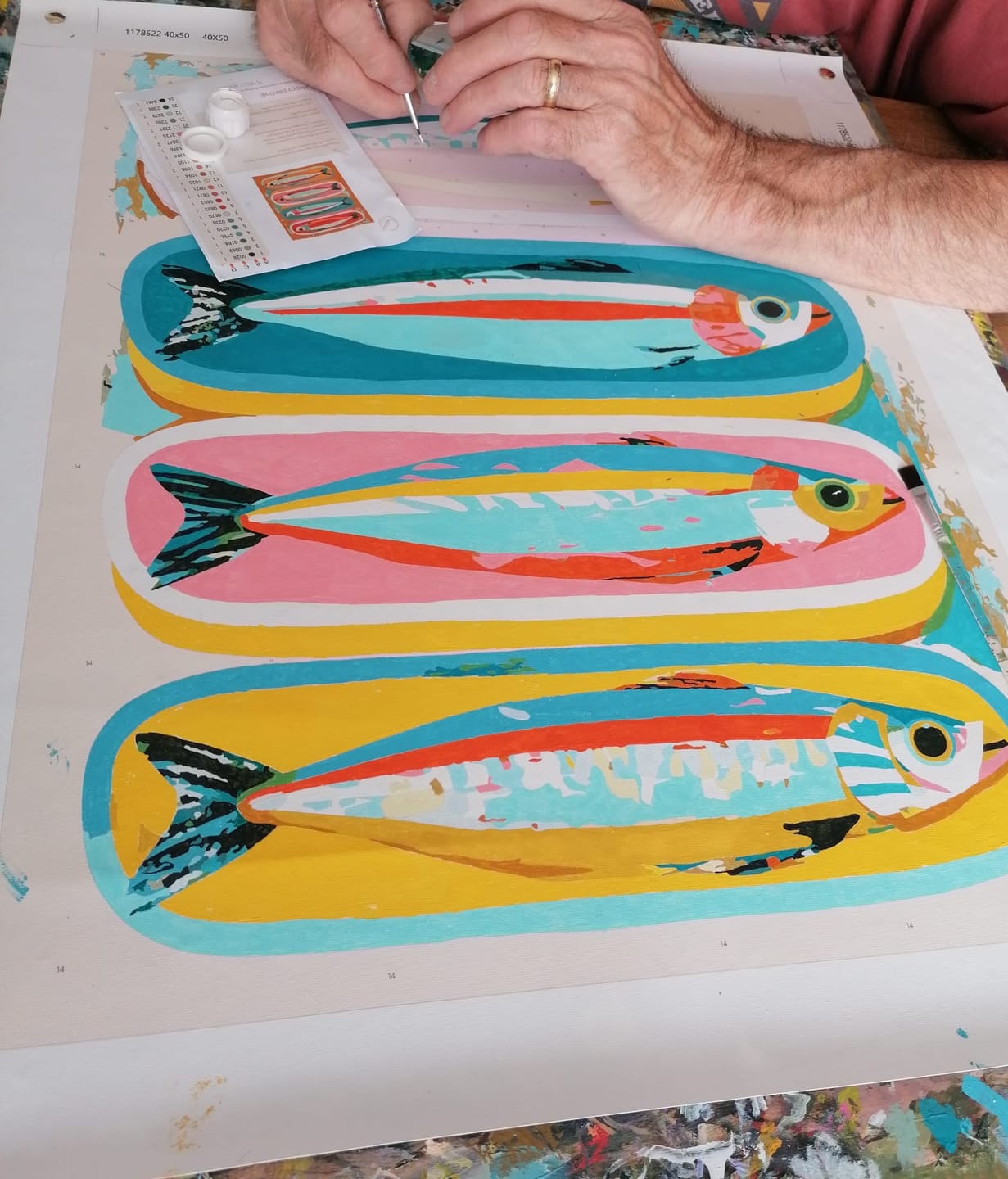 Customer photo review of Four Sardines | Paint by Number