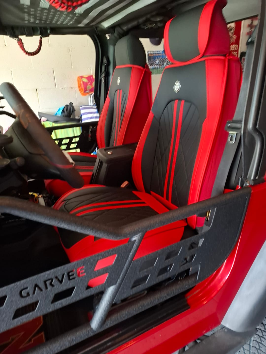Customer photo review of Black & Red Car Seat Covers