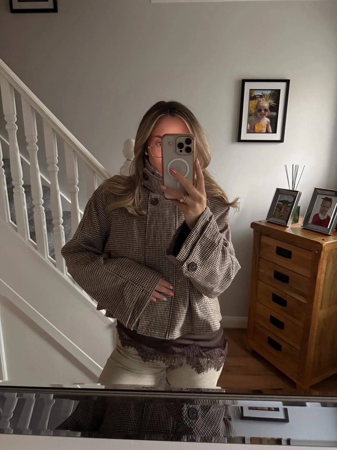 Customer photo review of Denise Houndstooth Cropped Jacket