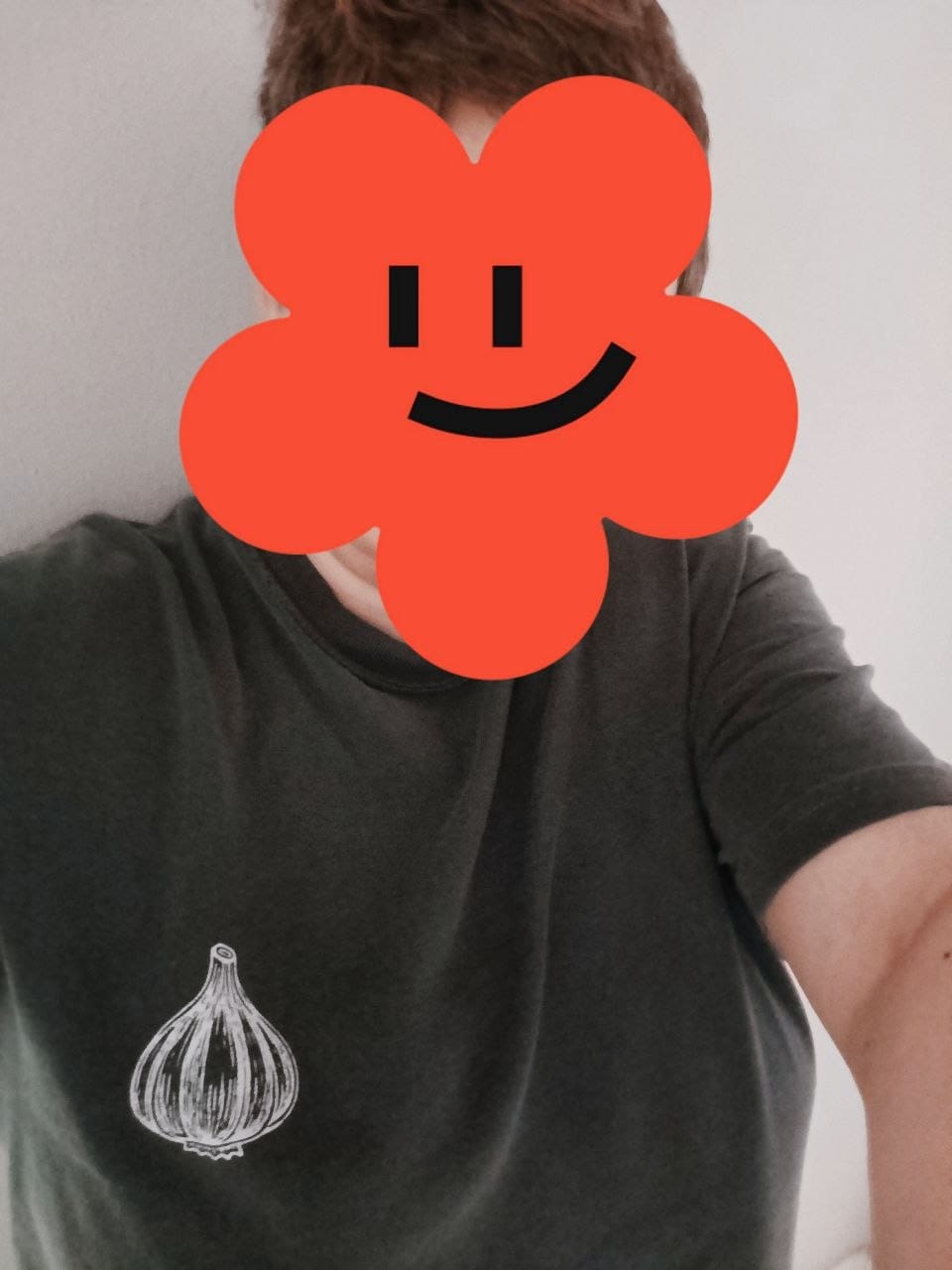 Customer photo review of Garlic Left Chest T-Shirt