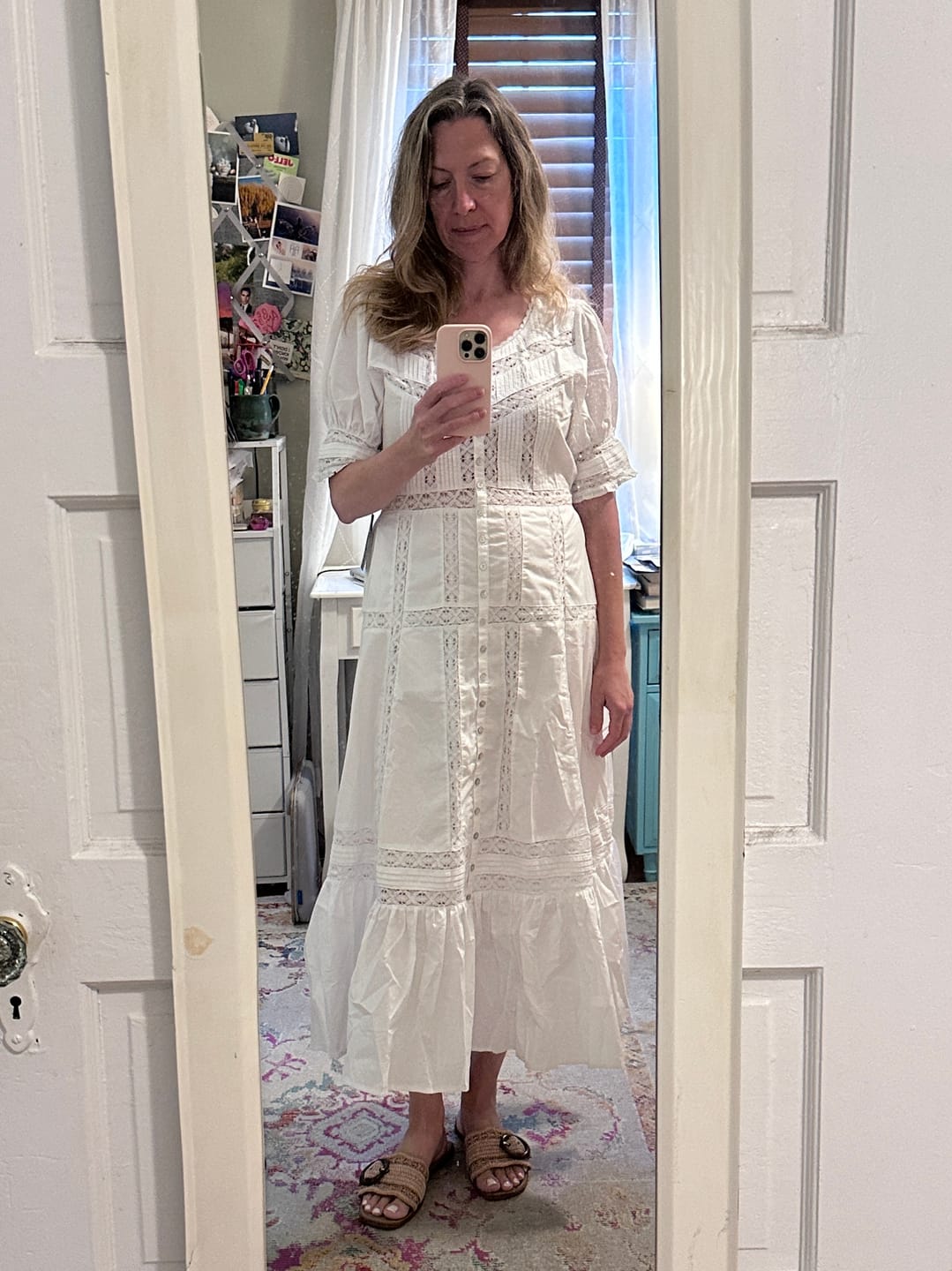 Customer photo review of Lucia Soft White Cotton Maxi Dress