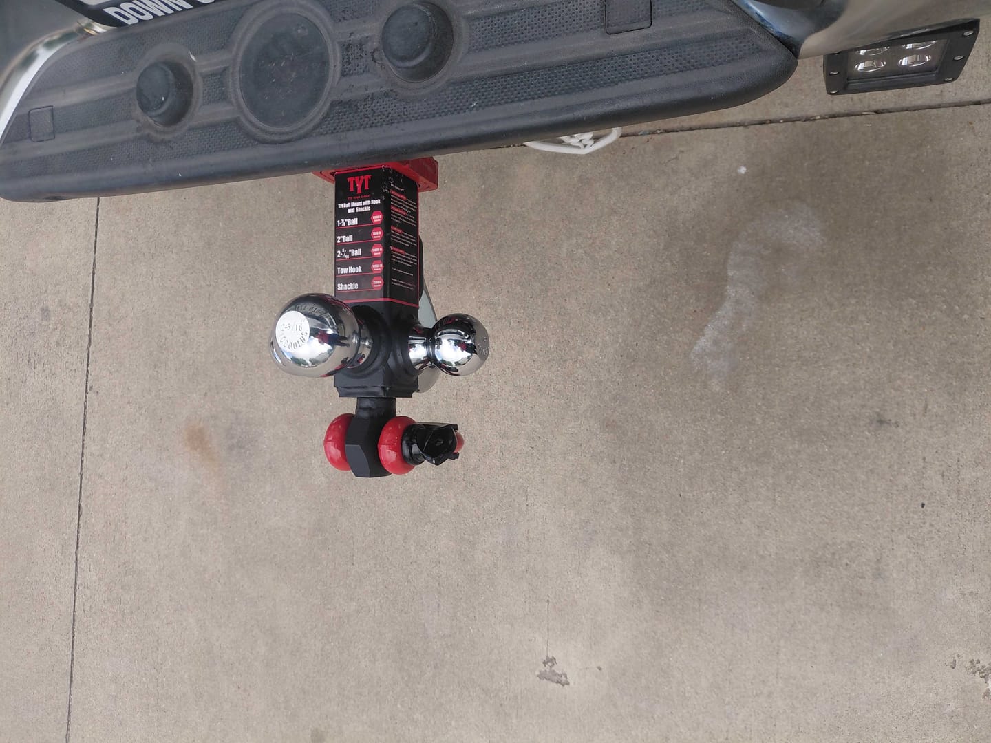 Customer photo review of TYT Tri Ball Mount Trailer Hitch with Tow Hook & Shackle