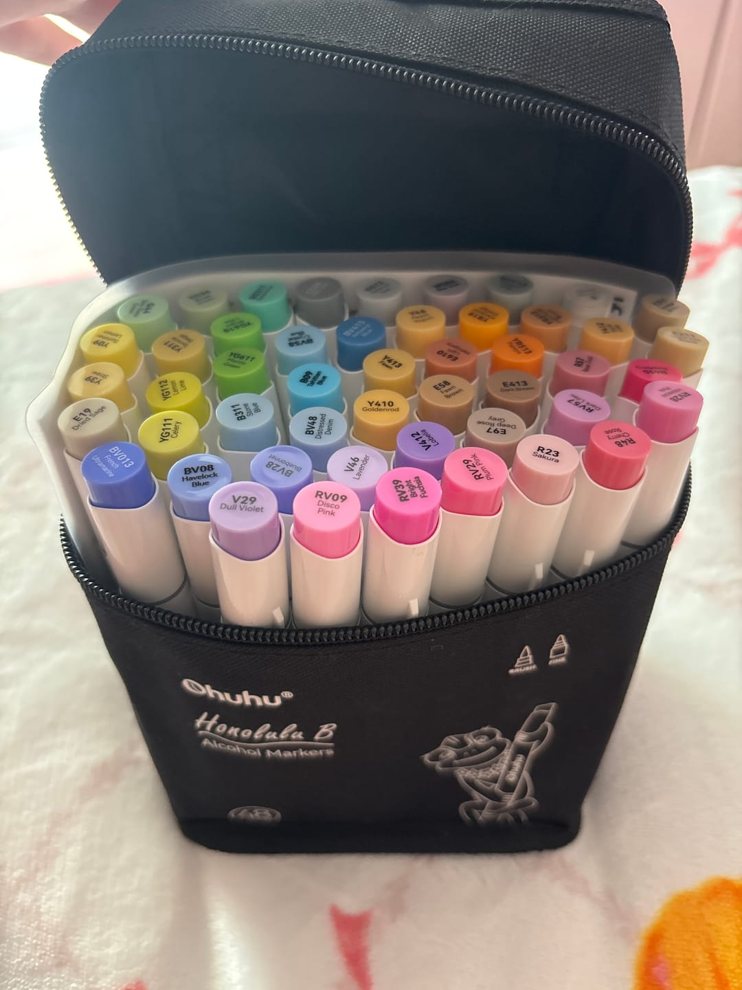 Customer photo review of Ohuhu Honolulu 48 Mid-tone Colors Dual Tips Alcohol Art Markers (New Color Codes)