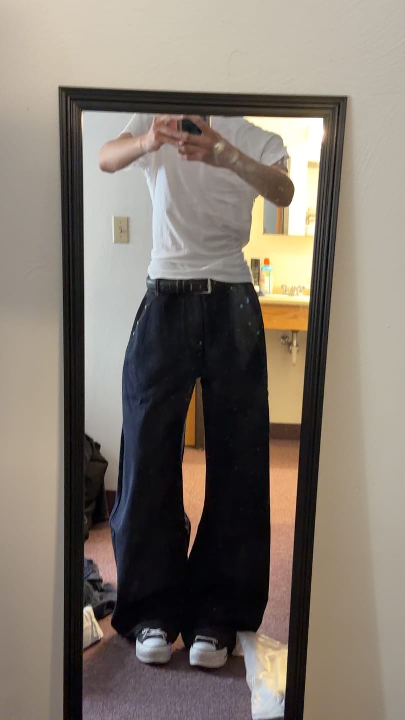 Customer photo review of Aelfric Eden Baggy Barrel Rivet Raw Jeans