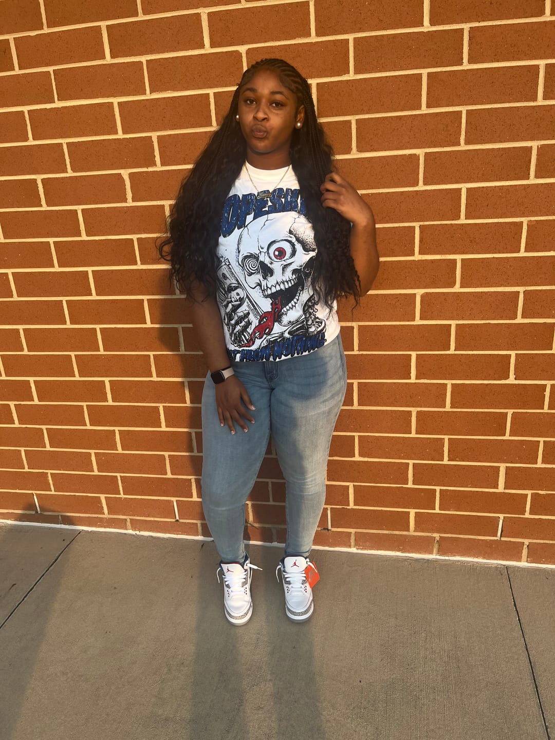 Customer photo review of True Blue 3s DopeSkill Oversize Print T-Shirt Built From Nothing Graphic