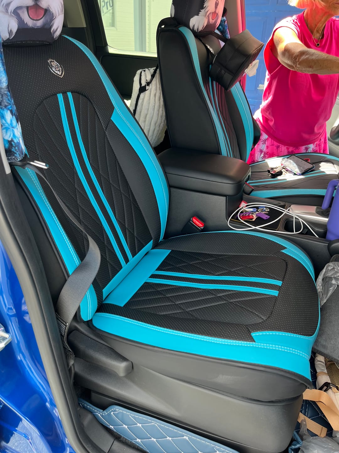 Customer photo review of Black & Blue Car Seat Covers