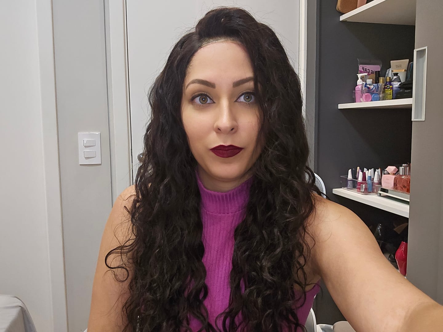 Customer photo review of Lace Front HD Humana Colete Cacheada Repartição Livre 13x6