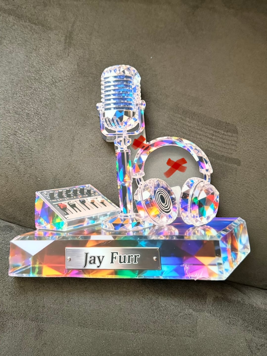 Customer photo review of Microphone Headphone - Personalized Custom Shaped Acrylic Plaque