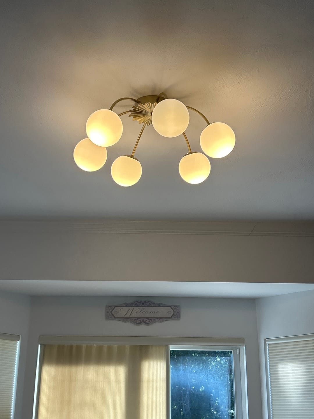 Customer photo review of Bloom Dimmable Opal Glass Globe Bubble Semi Flush Chandelier