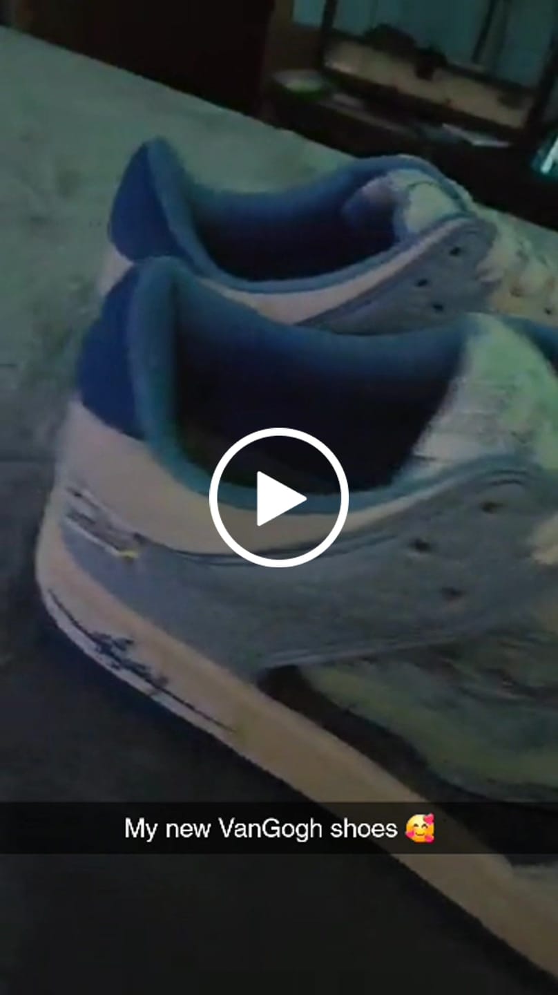 Customer video review of Van Gogh Starry Night inspired sneakers
