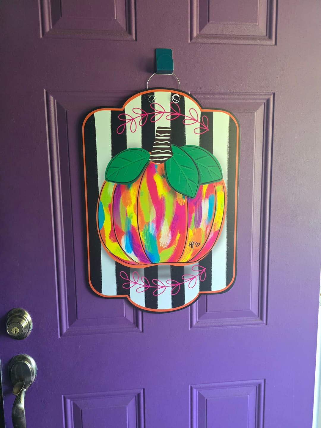 Customer photo review of Fall and Bright Pumpkin Door Hanger